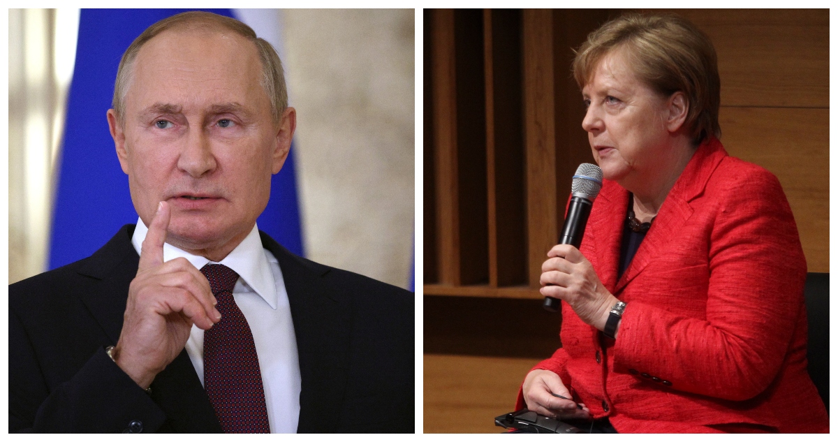 Vladimir Putin y Angela Merkel.