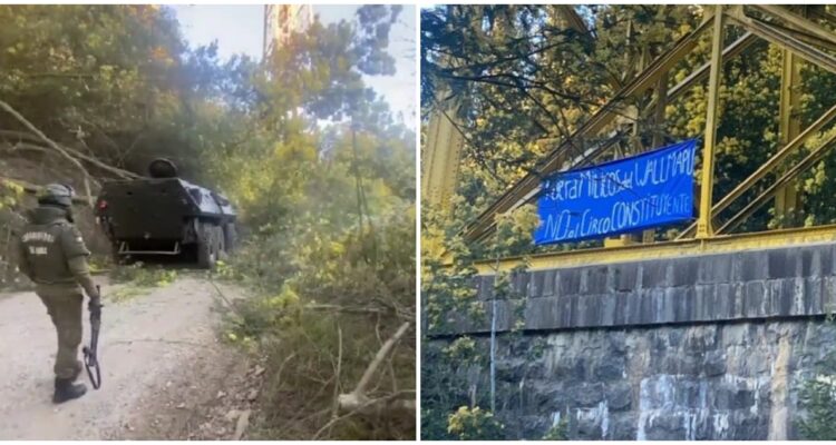 Bloqueos caminos lienzo Araucanía