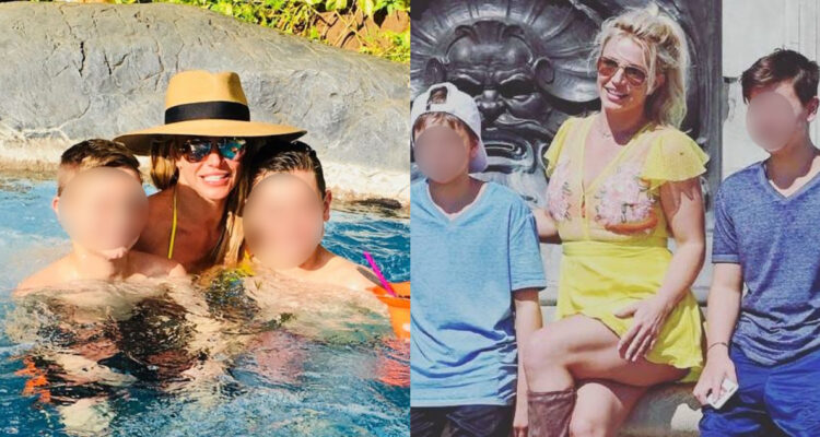 La cantante Britney Spears y sus hijos en vacaciones.