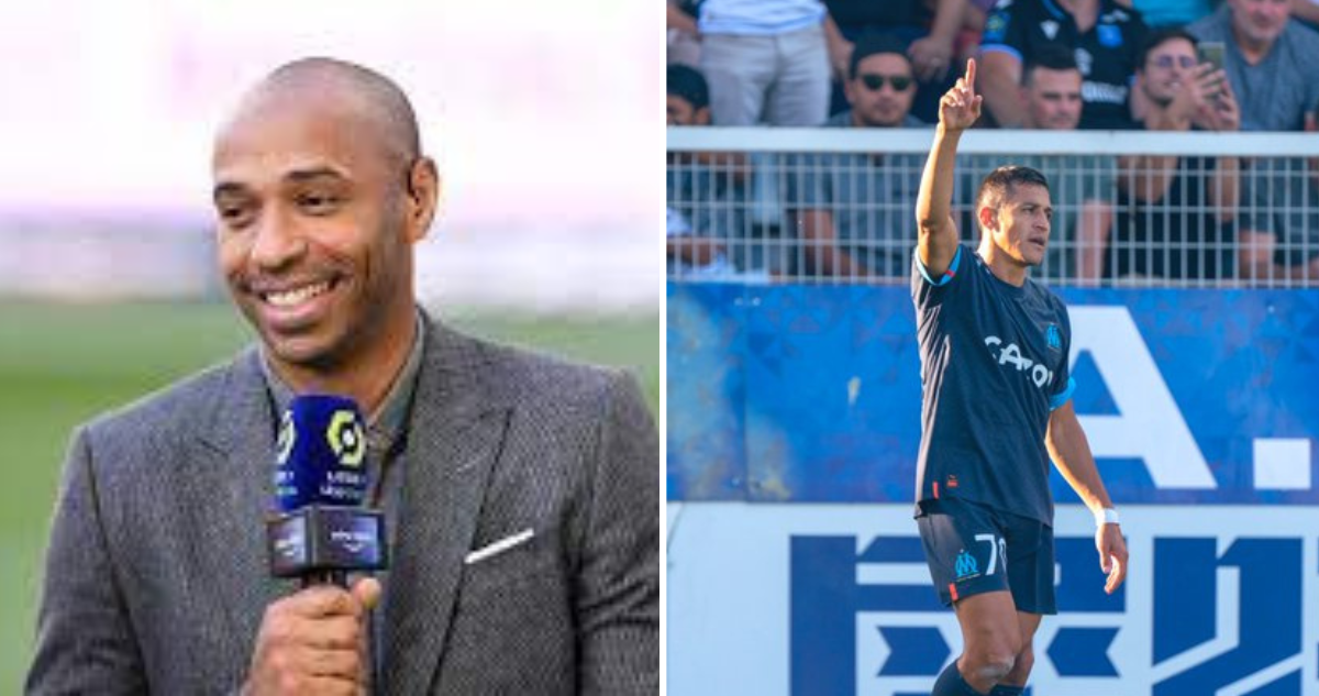 Thierry Henry le solicita la camiseta a Alexis Sánchez.