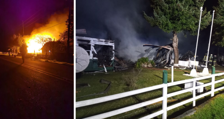 Incendio destruye por completo retén de Carabineros en la comuna de Los Muermos.