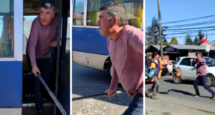 Chofer de bus ataca con un fierro a pasajero en Puerto Varas: agresión quedó registrado en cámara