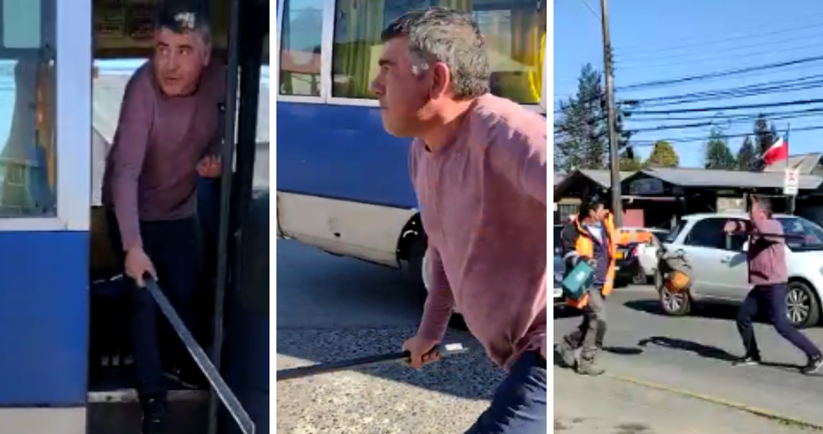 Chofer de bus ataca con un fierro a pasajero en Puerto Varas: agresión quedó registrado en cámara