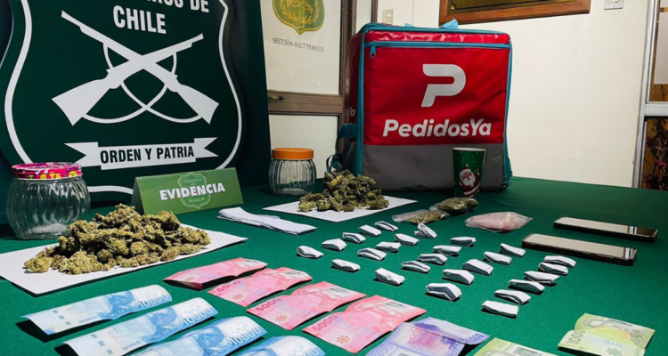 Detienen a madre e hijo acusados por tráfico en Temuco: transportaban droga en mochila de delivery