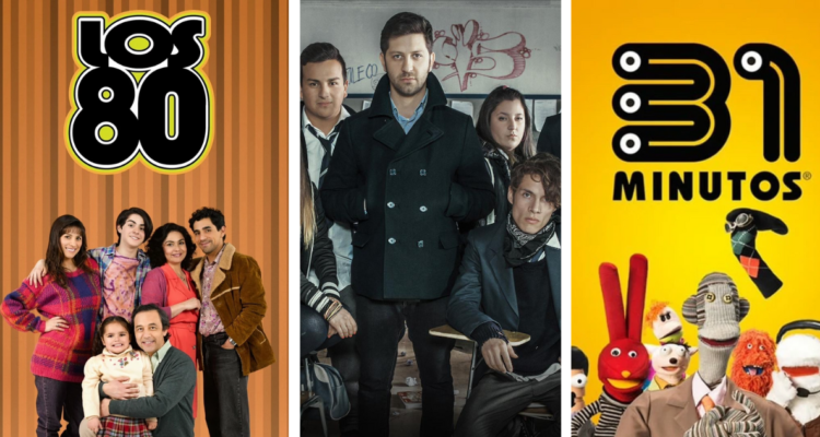 Posters de las series nacionales “Los 80” de Canal 13, “El reemplazante” de TVN y “31 minutos” de TVN en competencia en el concurso del CNTV