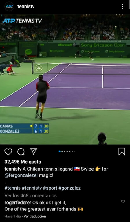La admiración de Roger Federer por el juego de Fernando González.