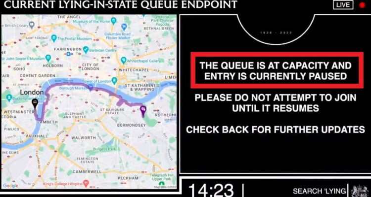 Fila para ver el féretro de la reina Isabel II