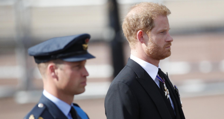 Harry y Príncipe William en el cortejo de la Reina Isabel II