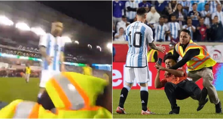 Hincha invadió cancha para saludar a Messi y lo grabó todo