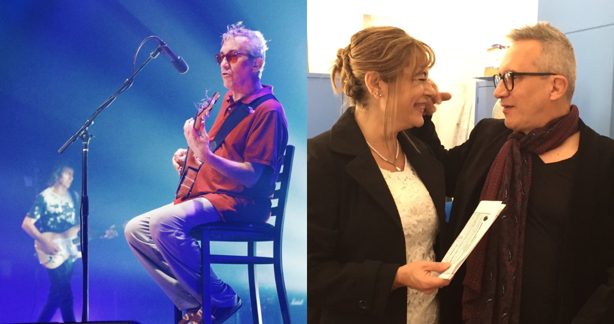 El vocalista MArciano Cantero en un concierto y una fotografía junto a su esposa, protagonista de lla historia tras Tus Viejas Cartas.
