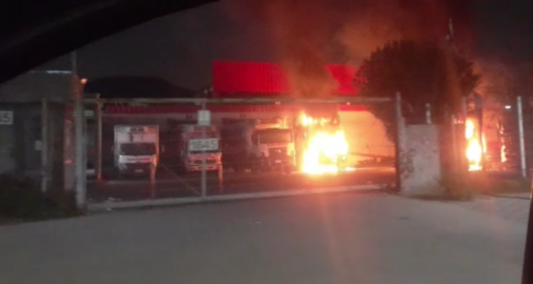 Desconocidos incendian 6 camiones de carnicería en Quilicura: grupo animalista se adjudica la acción