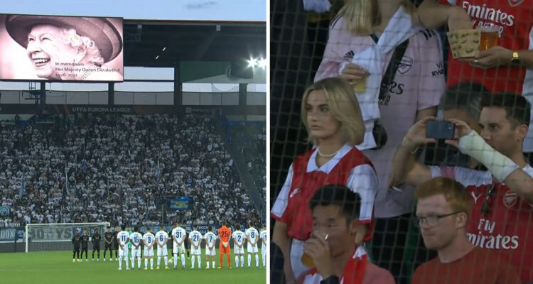 Estremecedor minuto de silencio por Isabel II en duelo del Arsenal en Zúrich.