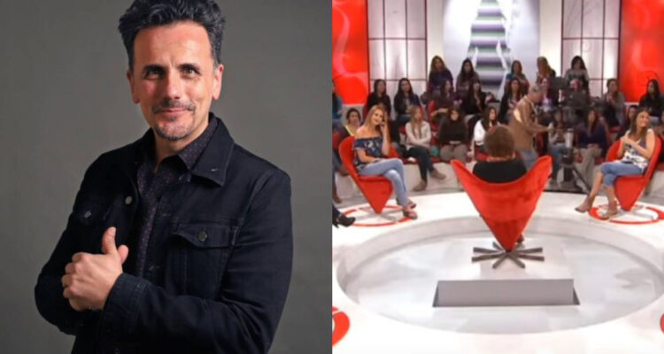 Sergio Lagos posa para la cámara. A su lado, lo que solía ser el estudio de Acoso Textual. Ahora, Katty Kowaleczko será panelista en Juego Textual.