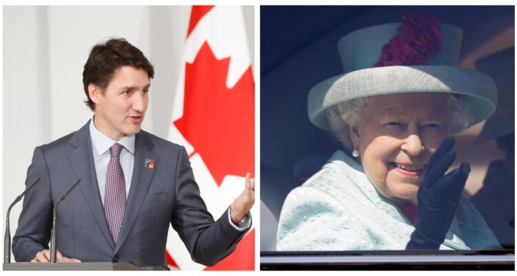 Justin Trudeau y la reina Isabel II.
