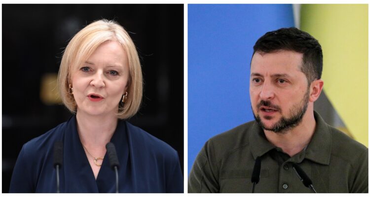 Liz Truss y Volodímir Zelenski