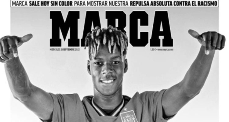 Diario Marca lanzó su portada de día miércoles en blanco y negro en su lucha contra el racismo.