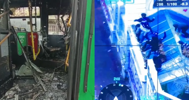 Nuevas manifestaciones en la Alameda: encapuchados intentaron quemar bus RED