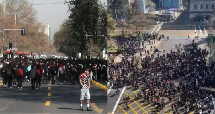 Marcha de estudiantes avanza por la Alameda hacia La Moneda