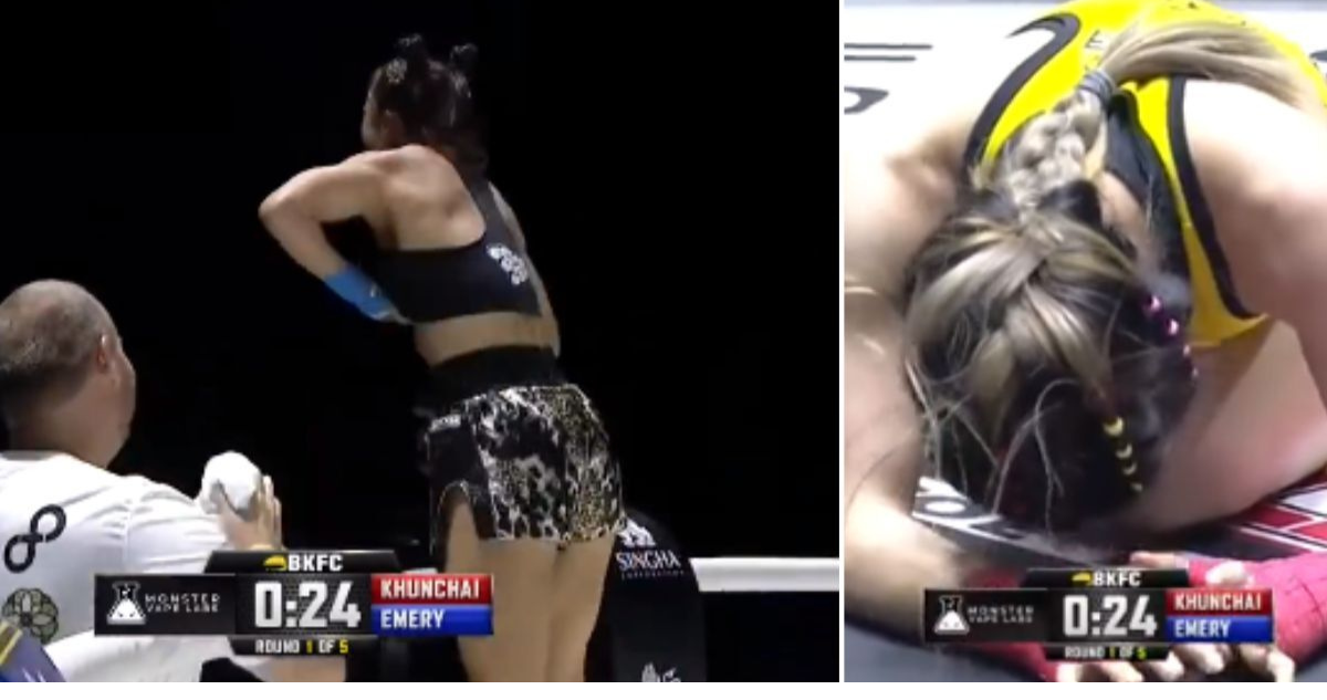 Luchadora de MMA debuta con victoria y celebra mostrando los pechos.