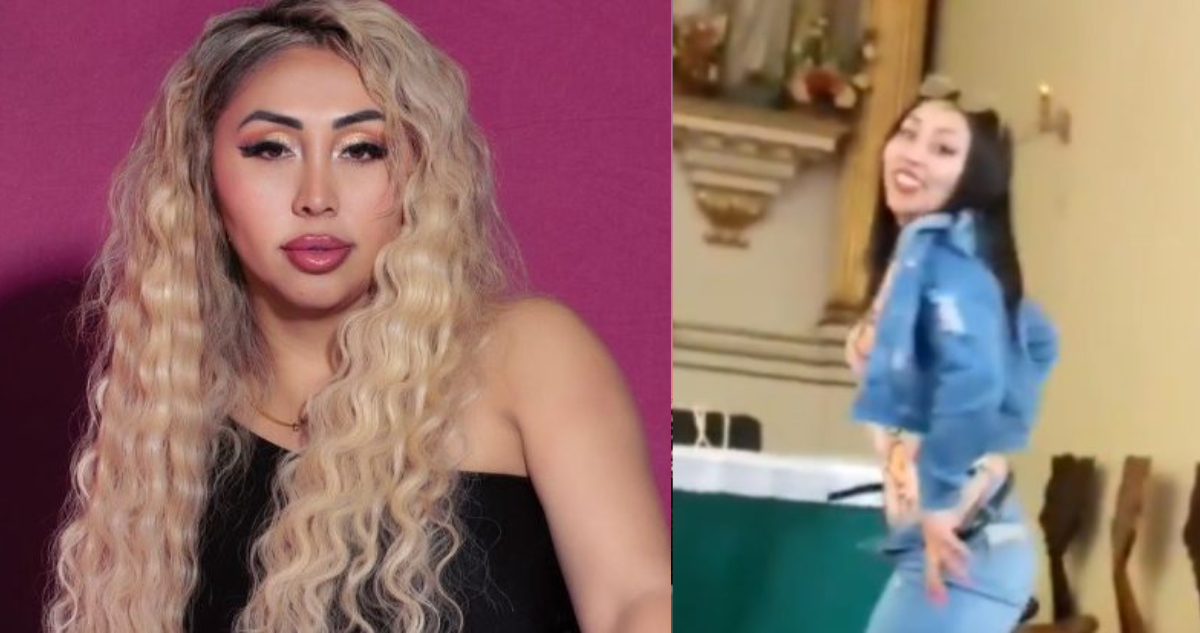 Naya Fácil posando para la cámara, a su lado, parte del video por el que deberá enfrentar acciones legales.