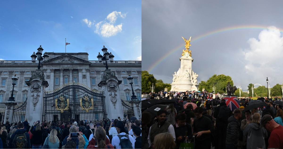 Personas en las puertas del Palacio de Buckingham y un arcoíris en el cielo, las postales que dejó el deceso de la Reina Isabel II