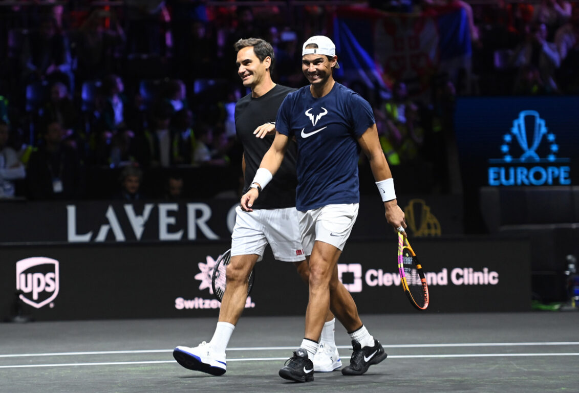 Roger Federer y Rafael Nadal preparando su duelo en la Laver Cup.