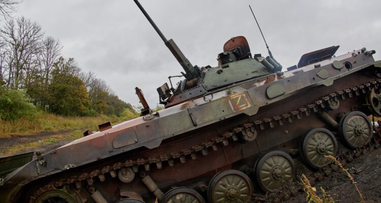 Un tanque ruso en Ucrania.