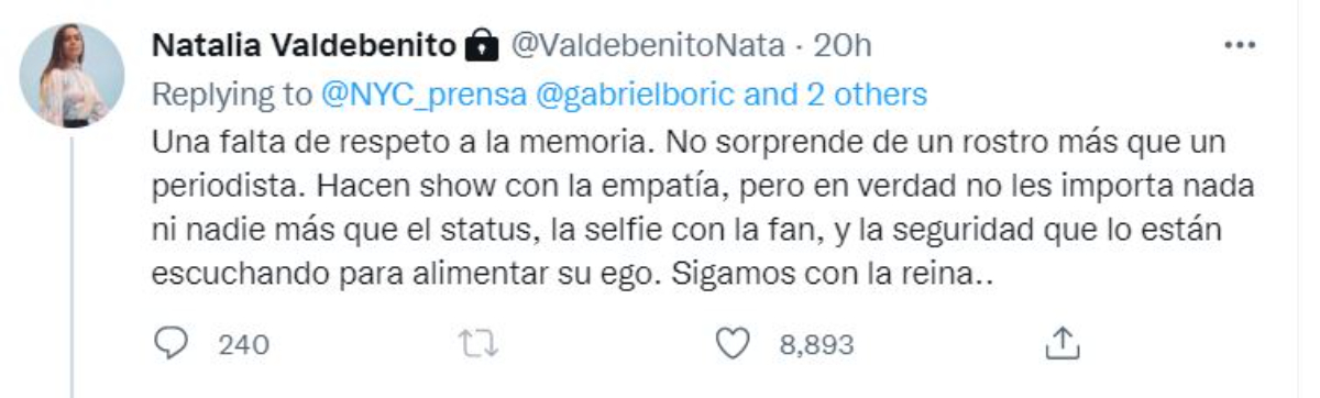 La respuesta de Natalia Valdebenito al video.