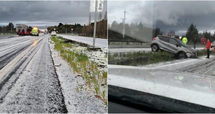 Granizada en Ruta Sur en Cabrero