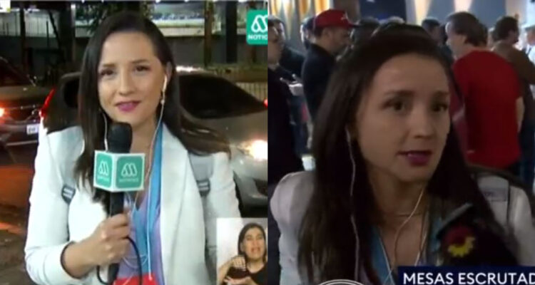 La periodista Andrea Aristegui en su despacho en Mega, así como también conversando con los medios argentinos.