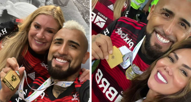 Festejos de Arturo Vidal tras conseguir la Copa Brasil.