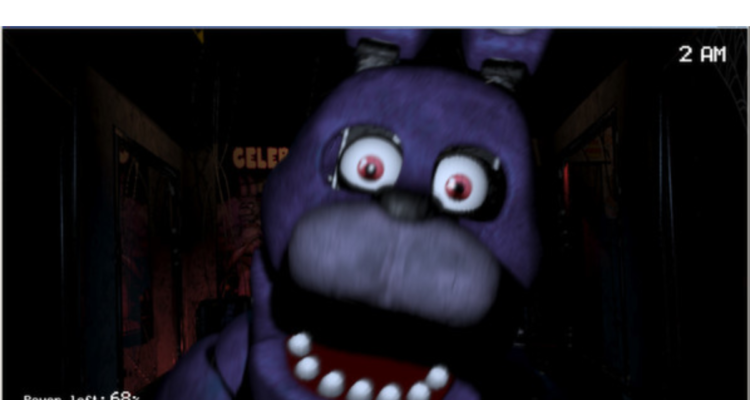 Personaje de Five Nights at Freddys, captura en primera persona del videojuego