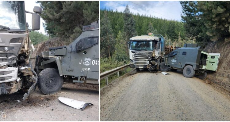 Colisión de camión con vehículo blindado