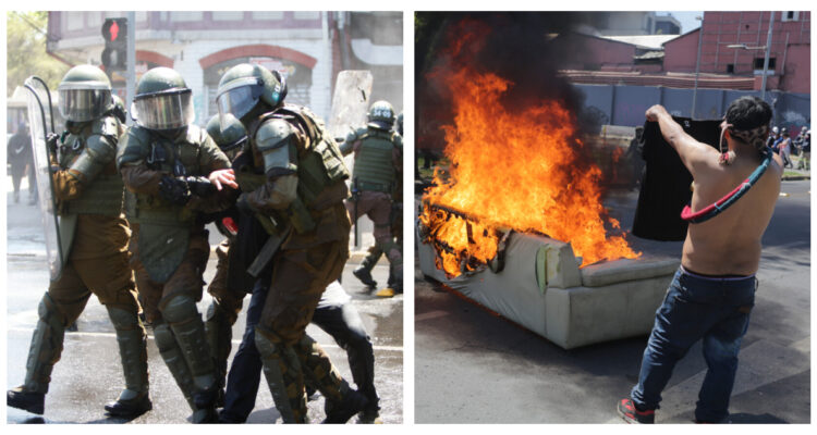 Un carabinero lesionado y diez detenidos dejan disturbios tras manifestación en Santiago
