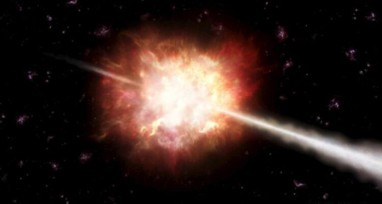 Imagen digitalizada de cómo se vería la explosión de rayos Gamma según los astrónomos.