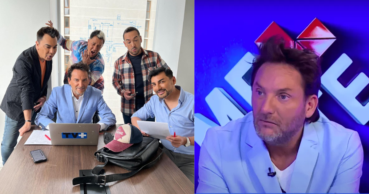Panel de ‘Me Late’ (Izquierda) y Daniel Fuenzalida durante un episodio del programa (Derecha)