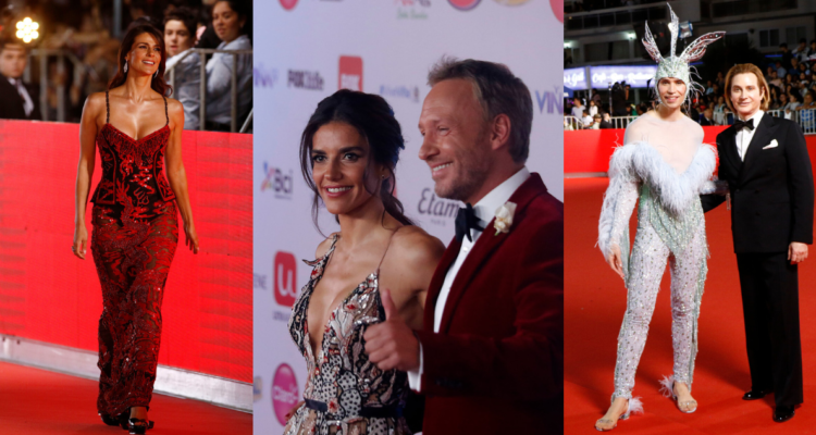 Tonka Tomicic, Dimondo y Maria Luisa Godoy junto a Martín Cárcamo, en la Gala del Festival de Viña del 2019
