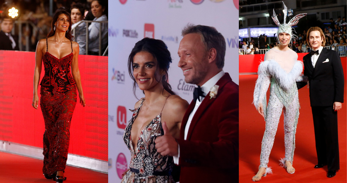 Tonka Tomicic, Dimondo y Maria Luisa Godoy junto a Martín Cárcamo, en la Gala del Festival de Viña del 2019