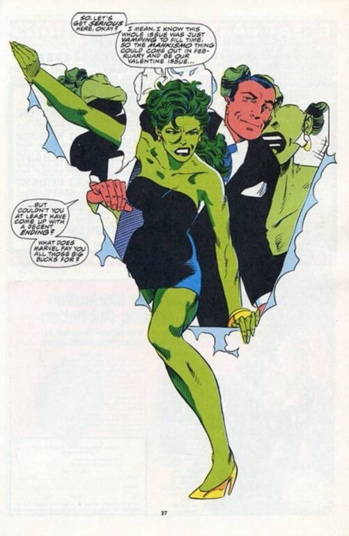 Hulka rasgando una de las páginas de su cómic.