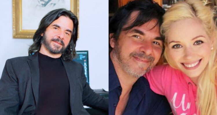 El compositor Juan Cristóbal Meza posa para la cámara. A su lado, el compositor con su expareja, Nicole Block.