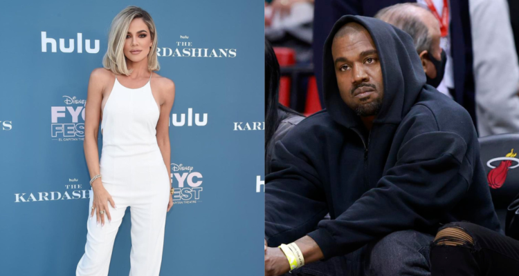 Khloe Kardashian en la premiere de su reality show, The Kardashians (Izquierda). Kanye West viendo un partido de basquetbol (Derecha)