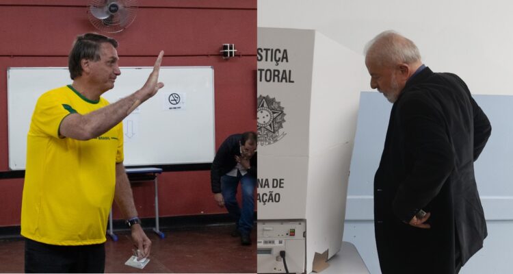 Lula vota pidiendo volver a la normalidad y Bolsonaro asegura que va a ganar en primera vuelta. Foto de ambos votando este domingo.