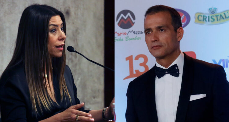 Marlene de la Fuente declarando en un juicio. A su lado, Iván Núñez posando serio.