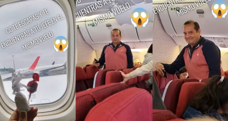 mujer atrapada por su jefe en un avión