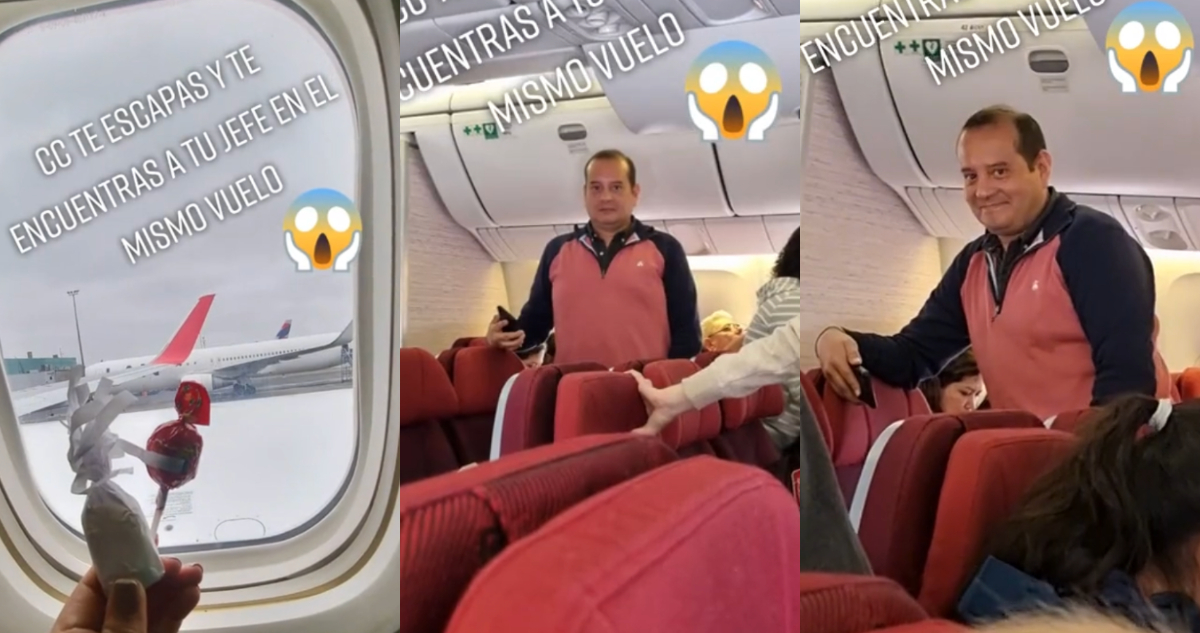 mujer atrapada por su jefe en un avión