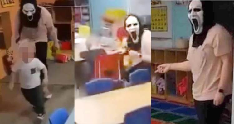 Niños asustados por máscara