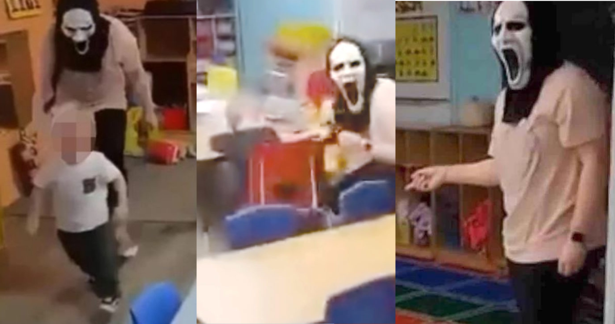 Niños asustados por máscara