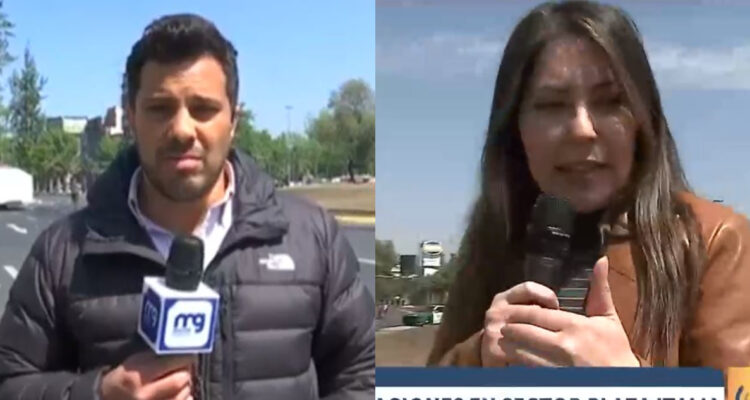 Momento en que un hombre agrede y realiza amenazas contra equipos de prensa en el marco del 18-O.