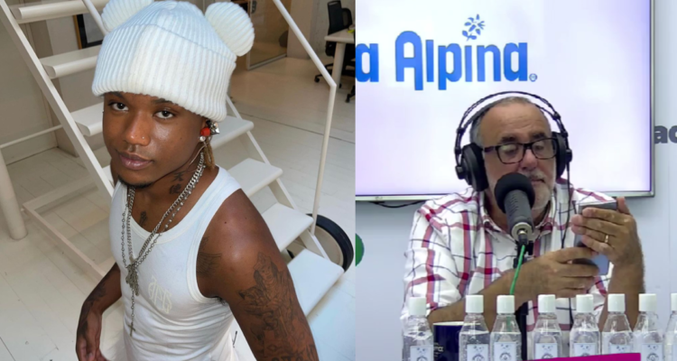 Polimá WestCoast a la Izquierda y Roberto Dueñas durante su programa radial a la Derecha