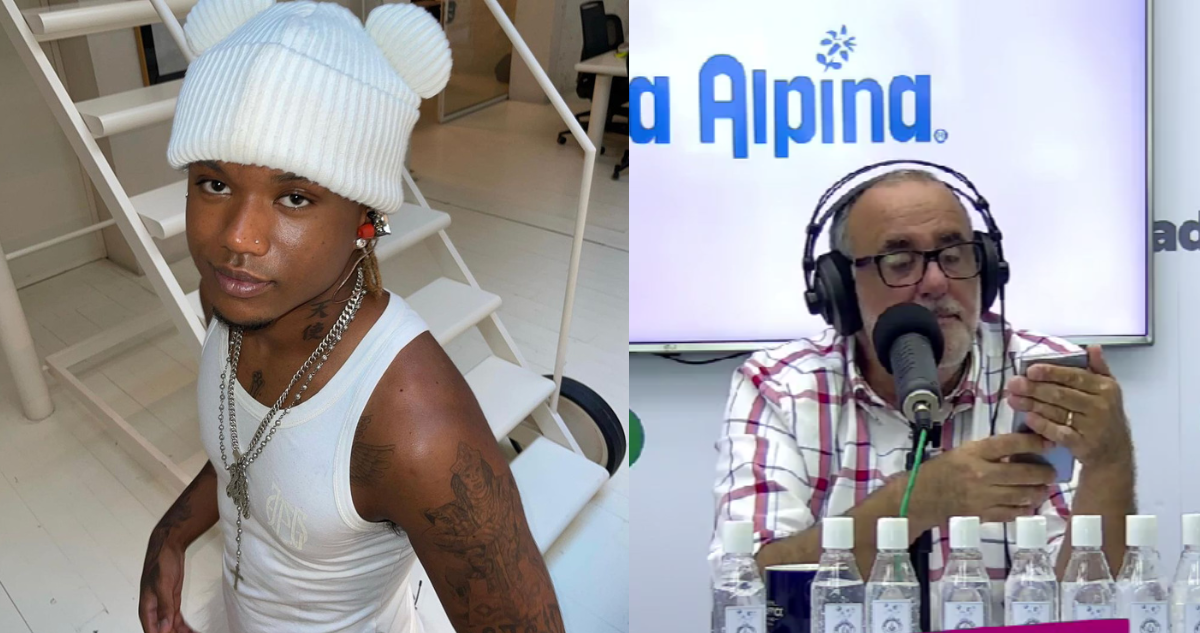 Polimá WestCoast a la Izquierda y Roberto Dueñas durante su programa radial a la Derecha